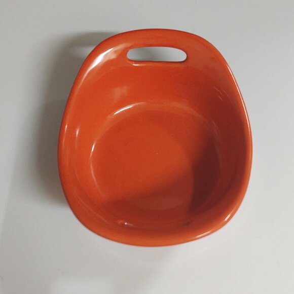 RACHAEL RAY ORANGE 8 OZ CERAMIC STONEWARE FLARED HANDLE BAKING DISH CASSEROLE - Picture 4 of 6
